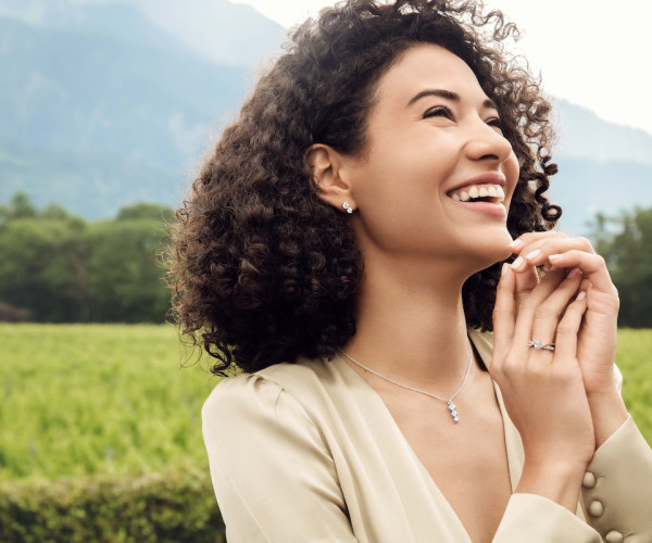 woman wearing diamond jewellery