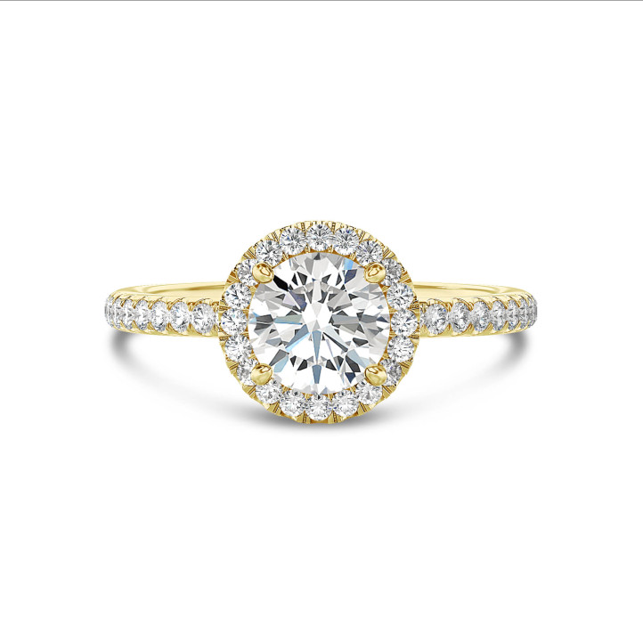 2.00克拉Halo光环围镶单钻黄金戒指