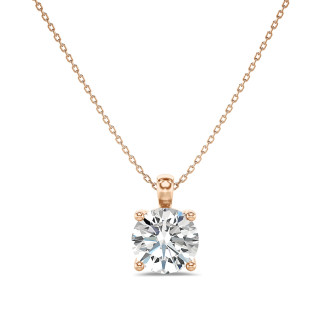 1.00克拉圆形钻石玫瑰金吊坠