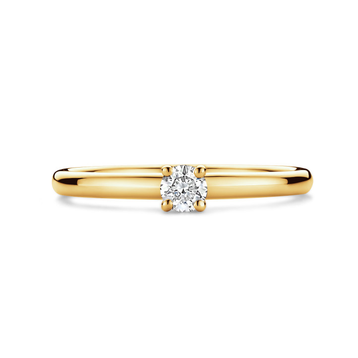 0.15克拉圆形主钻18K黄金戒指