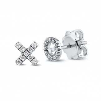 钻石耳环 - 字母XO铂金钻石耳环
