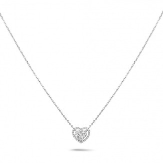 金项链 - 0.65克拉白金钻石心形项链