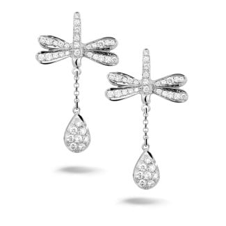 白金耳环 - 设计系列0.70克拉白金钻石蜻蜓耳环