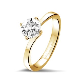 钻石戒指 - 1.00克拉黄金单钻戒指
