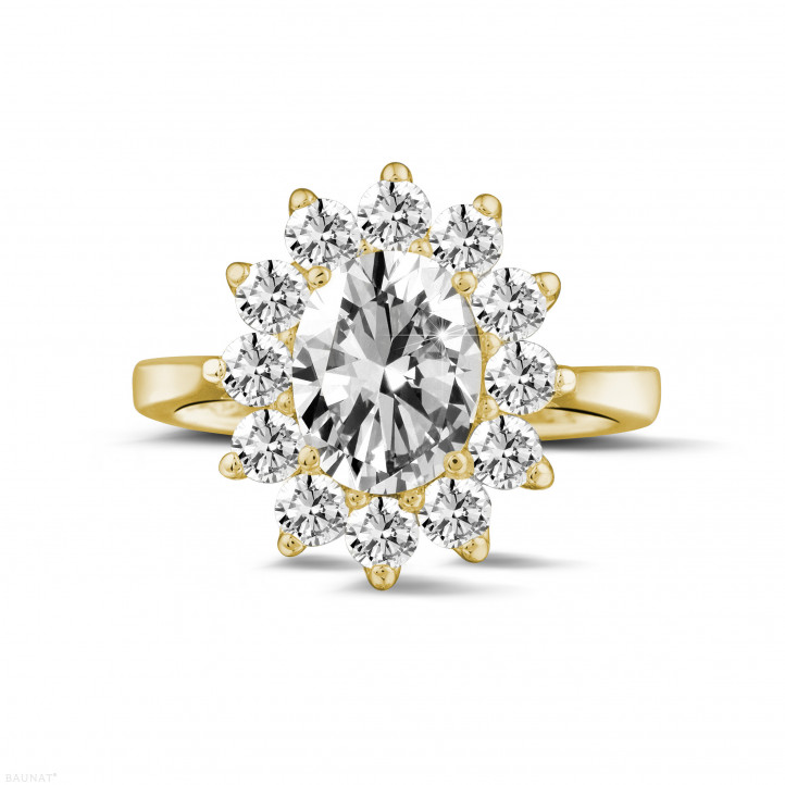 2.85 克拉黄金椭圆形钻石戒指